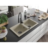 Mexen Mario Granitspüle 2-Komponenten mit Küchenarmatur Aster, beige - 6504-69-73450-70-B