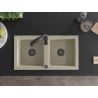 Mexen Mario Granitspüle 2-Komponenten mit Küchenarmatur Aster, beige - 6504-69-73450-70-B