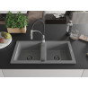 Mexen Mario 2-Kammer-Granispüle mit Küchenarmatur Aster, grau - 6504-71-73450-07-B