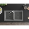Mexen Mario 2-Kammer-Granispüle mit Küchenarmatur Aster, grau - 6504-71-73450-07-B