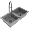 Mexen Mario 2-Kammer-Granispüle mit Küchenarmatur Aster, grau - 6504-71-73450-07-B