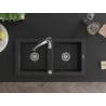 Mexen Mario Granitspüle 2-beckig mit Küchenarmatur Aster, schwarz/silber Metallic - 6504-73-73450-07