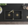 Mexen Mario Granitspüle 2-Kammer mit Küchenarmatur Aster, schwarz/silber metallic - 6504-73-73450-57-G