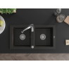 Mexen Mario granitspüle 2-becken mit küchenarmatur Aster, schwarz/gold metallic - 6504-75-73450-07