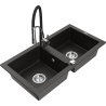 Mexen Mario granitspüle 2-becken mit küchenarmatur Aster, schwarz/gold metallic - 6504-75-73450-07