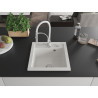 Mexen Vito Granitspüle 1-Kammer mit Küchenarmatur Aster, Weiß - 6503-20-73450-02