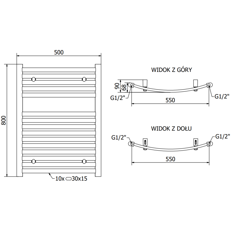 Mexen Helios Badezimmerheizkörper 800 x 600 mm, 448 W, weiß - W103-0800-600-00-20