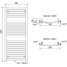 Mexen Helios Badezimmerheizkörper 1200 x 500 mm, 567 W, schwarz - W103-1200-500-00-70