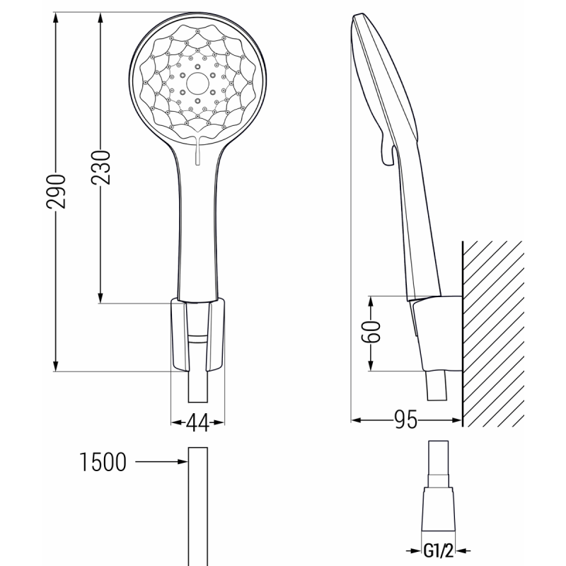 Mexen Sabre R74 Badewannenbatterie mit Duschset, Chrom - 7213R74-00
