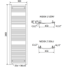 Mexen Helios Badezimmerheizkörper 1800 x 500 mm, 844 W, weiß - W103-1800-500-00-20