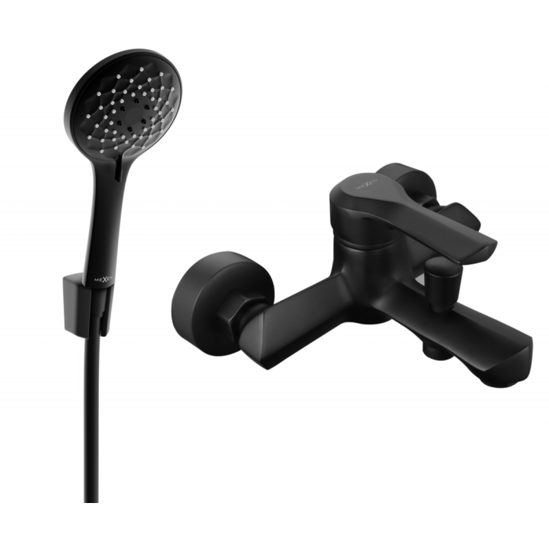 Mexen Sabre R74 Badewannenarmatur mit Duschset, schwarz - 7213R74-70