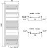 Mexen Helios Badezimmerheizkörper 1800 x 600 mm, 990 W, weiß - W103-1800-600-00-20