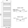 Mexen Helios Badezimmerheizkörper 1800 x 600 mm, 990 W, schwarz - W103-1800-600-00-70