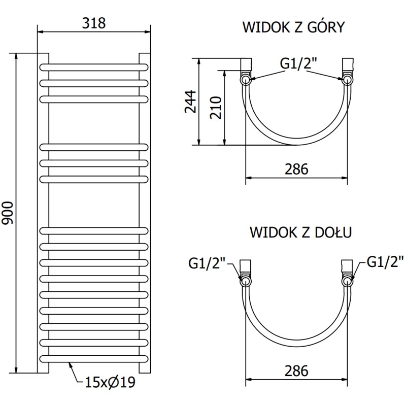 Mexen Eros Badezimmerheizkörper 900 x 318 mm, 315 W, weiß - W112-0900-318-00-20