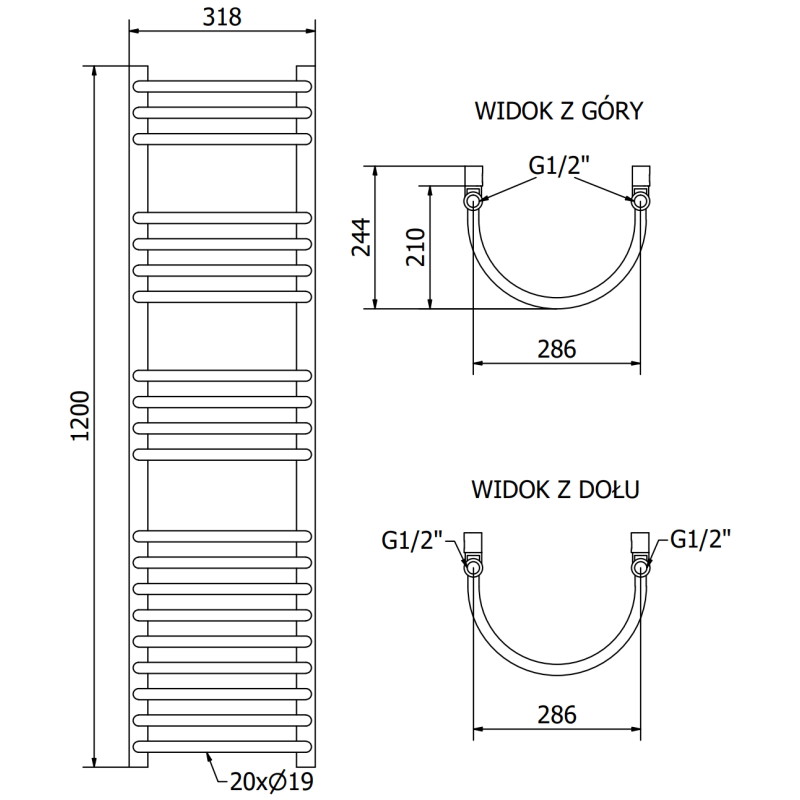 Mexen Eros Badezimmerheizkörper 1200 x 318 mm, 421 W, weiß - W112-1200-318-00-20