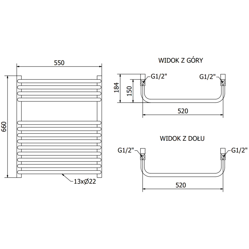Mexen Apollo Badheizkörper 660 x 550 mm, 386 W, weiß - W117-0660-550-00-20