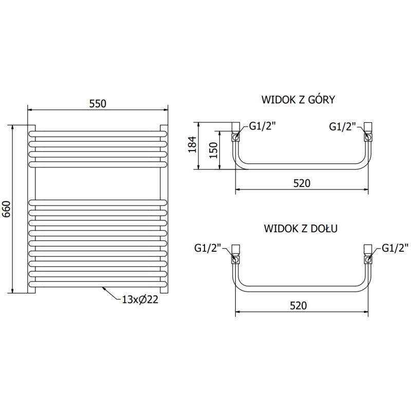 Mexen Apollo Heizkörper Badezimmer 660 x 550 mm, 386 W, schwarz - W117-0660-550-00-70