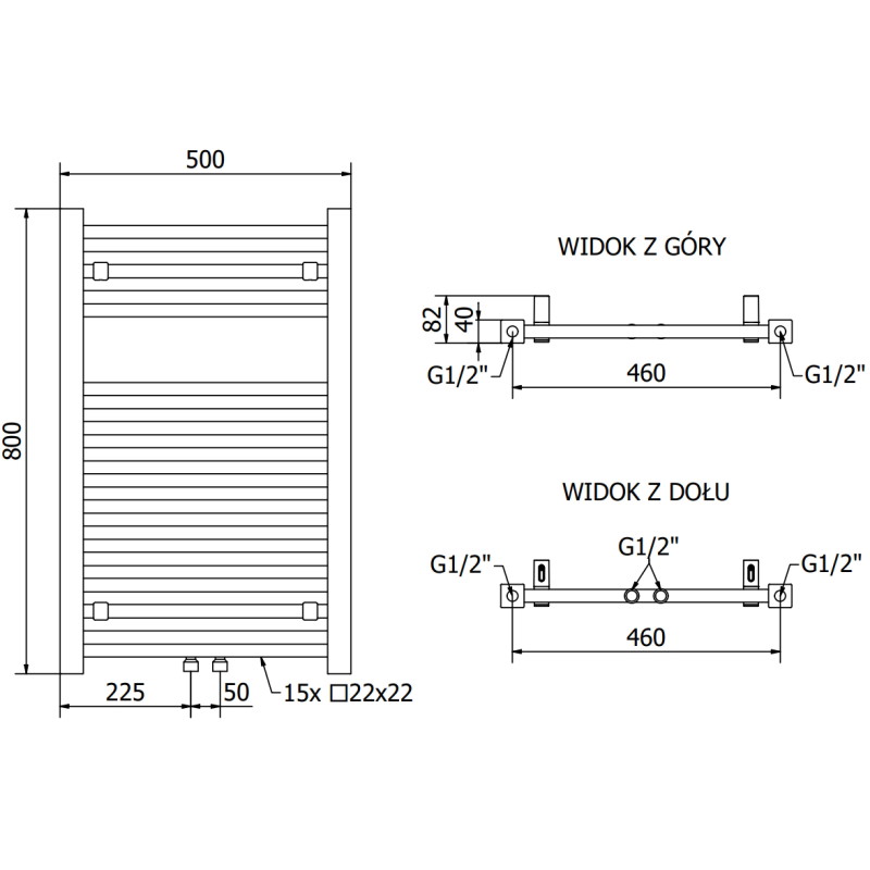 Mexen Pluton Badezimmerheizkörper 800 x 500 mm, 410 W, weiß - W106-0800-500-00-20