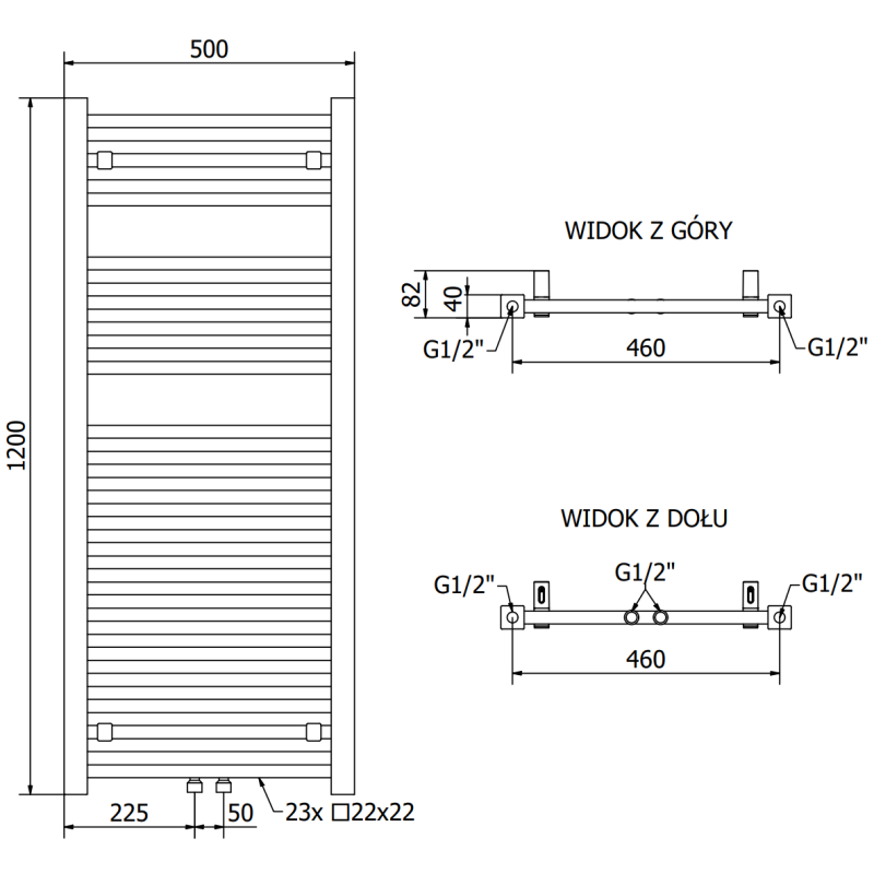 Mexen Pluton Badezimmerheizkörper 1200 x 500 mm, 625 W, weiß - W106-1200-500-00-20