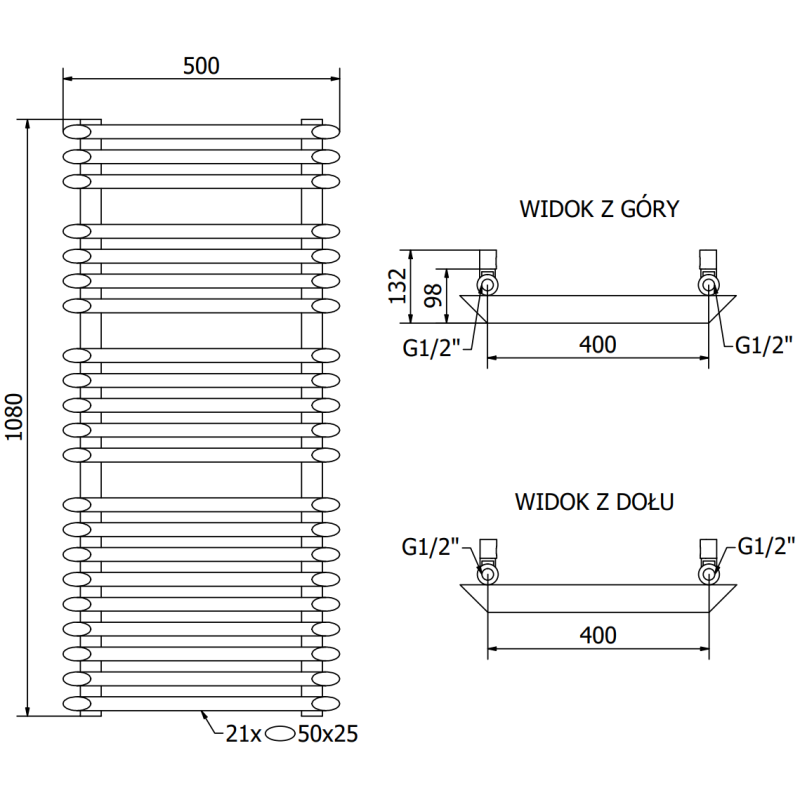 Mexen Akan Badezimmerheizkörper 1080 x 500 mm, 784 W, schwarz - W121-1080-500-00-70