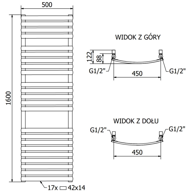 Mexen Bachus Badezimmerheizkörper 1600 x 500 mm, 787 W, weiß - W109-1600-500-00-20