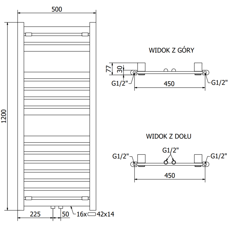 Mexen Uran Badezimmerheizkörper 1200 x 500 mm, 534 W, weiß - W105-1200-500-00-20