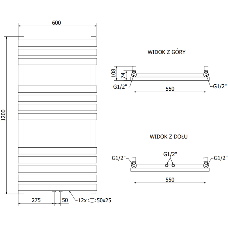 Mexen Jowisz Badheizkörper 1200 x 600 mm, 594 W, weiß - W107-1200-600-00-20
