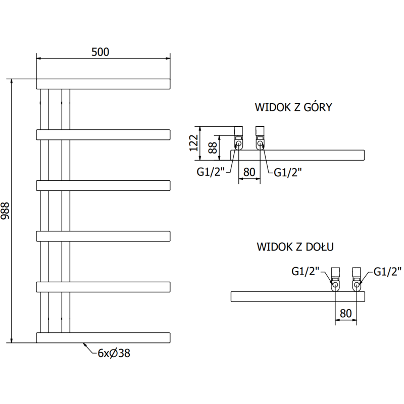 Mexen Jukon Dekorativer Badezimmerheizkörper 988 x 500 mm, 461 W, weiß - W116-0988-500-00-20