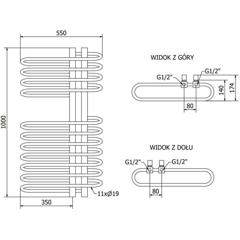 Mexen Ops Badheizkörper 1000 x 550 mm, 517 W, weiß - W122-1000-550-00-20