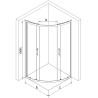 Mexen Rio Halbrunde Duschkabine 80 x 80 cm, transparent, schwarz + Flat Duschwanne, schwarz - 863-080-080-70-00-4170B