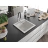 Mexen Vito Granitspüle 1-Becken mit Küchenarmatur Aster, weiß - 6503-20-73450-07