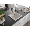 Mexen Vito Granitspüle 1-Becken mit Küchenarmatur Aster, weiß - 6503-20-73450-57-G