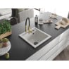 Mexen Vito Granitspüle 1-Becken mit Küchenarmatur Aster, Weiß - 6503-20-73450-57-B