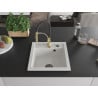 Mexen Vito Granitspüle 1-Becken mit Küchenarmatur Aster, Weiß - 6503-20-73450-57-B