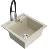 Mexen Vito Granitspüle 1-becken mit Küchenarmatur Aster, beige - 6503-69-73450-07