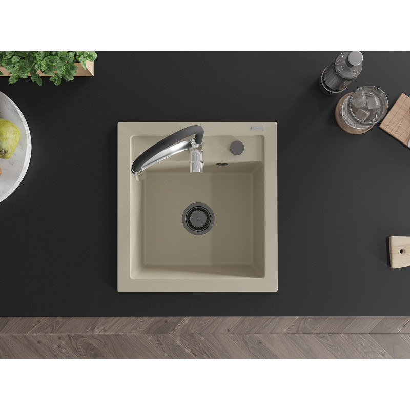 Mexen Vito Granitspüle 1-Becken mit Küchenarmatur Aster, beige - 6503-69-73450-07-B