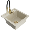 Mexen Vito Granitspüle 1-Becken mit Küchenarmatur Aster, beige - 6503-69-73450-57-G