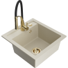 Mexen Vito Granitspüle 1-beckig mit Küchenarmatur Aster, beige - 6503-69-73450-57-G