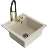 Mexen Vito Granitspüle ein Becken mit Küchenarmatur Aster, beige - 6503-69-73450-57-B