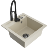 Mexen Vito Granitspüle 1-Becken mit Küchenarmatur Aster, beige - 6503-69-73450-70-B