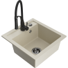 Mexen Vito Granitspüle 1-Kammer mit Küchenarmatur Aster, Beige - 6503-69-73450-70-B