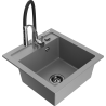 Mexen Vito Granitspüle 1-Becken mit Küchenarmatur Aster, grau - 6503-71-73450-07-B