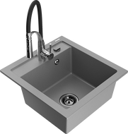 Mexen Vito Granitspüle 1-Becken mit Küchenarmatur Aster, grau - 6503-71-73450-07-B
