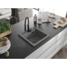 Mexen Vito Granitspüle 1-Kammer mit Küchenarmatur Aster, grau - 6503-71-73450-70-B