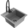Mexen Vito granitspüle 1-becken mit Küchenarmatur Aster, grau - 6503-71-73450-70-B