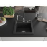 Mexen Vito Granitspüle 1-becken mit Küchenarmatur Aster, schwarz/silber-metallic- 6503-73-73450-07