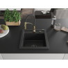 Mexen Vito Granitspüle 1-becken mit Küchenarmatur Aster, Schwarz/Silber Metallic- 6503-73-73450-57-B