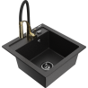 Mexen Vito Granitspüle 1-becken mit Küchenarmatur Aster, Schwarz/Silber Metallic- 6503-73-73450-57-B