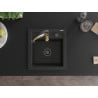 Mexen Vito Granitspüle 1-becken mit Küchenarmatur Aster, Schwarz/Silber Metallic- 6503-73-73450-57-B