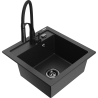 Mexen Vito Granitspüle 1-Becken mit Küchenarmatur Aster, schwarz/silber Metallic- 6503-73-73450-70-B